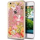 NSSTAR Coque rigide effet liquide et paillettes pour iPhone 6S (2015) et iPhone 6 (2014) Rose, plastique, Bird Lily Flower Girl, Apple iPhone 6S/6 4.7