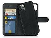 MyGadget Coque Clapet Détachable Compatible avec Apple iPhone 11 Pro Max - Flip Cover magnétique PU Cuir Support - Housse Portefeuille Book Case Gris Noir