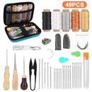 49pcs Leather Thread Stitching Needles Awl Hand Tools Kit for DIY Sewing Craft