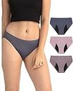 Neione Period Underwear Menstrual Panties Postpartum Underpants Women High-Cut Bikini Briefs 3 Pack Senses M