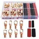 80 Pcs Copper Wire Lugs, Battery Terminal Connectors AWG 8 6 12/10 with Heat Shrink Set, 40 Pcs Heavy Duty Battery Cable Ends Ring Terminals Connectors with 40 Pcs Heat Shrink Tubing Assortment Kit
