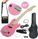 Guitarra eléctrica de 30"" para niños instrumentos musicales práctica infantil 6 cuerdas rosa