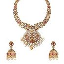 Yellow Chimes Necklace Set for Women And Girls Traditional Jewellery Set for Women Gold-Plated Temple Necklace Set Stone-Studded Necklace Set For Women & Girls