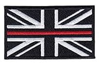 Fire Service Thin Red Line Union Jack Embroidered Patch-Hook & Loop Backing