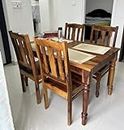 Furniseworlds Dining Table 4 Seater with Cushion Chair, Sheesham Wood Dining Chairs Set of 4, Wooden Dining Set 4 Seater for Hotel Kitchen Restaurant 4 Seater Dining Table Set (Maple Finish)