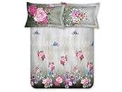 Bombay Dyeing Country Romance King Size Bedsheet 210 TC Cotton Premium Bedsheet with 2 Pillow Covers | 2.74 M X 2.74 M | (Gray)