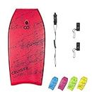 WOOWAVE Bodyboard 33-inch/36-inch/41-inch Super Lightweight Body Board with Coiled Wrist Leash, Swim Fin Tethers, EPS Core and Slick Bottom, Perfect Surfing for Kids Teens and Adults（41 inch, Red）