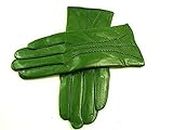 LE Ladies Real Leather Stripe Detail Gloves (MEDIUM, GRASS GREEN)