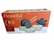BEAUTIFUL (12-PIECE) Ceramic Non-Stick Cookware Set Sage Green by Drew Barrymore