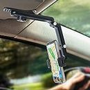 BKN Car Phone Holder for Sun Visor, 1080° Rotatable and Foldable Dashboard Phone Holder for Car, Universal Adjustable Spring Clip Car Cell Phone Stand for All Phone, Car Accessories