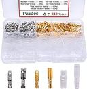 Twidec/240Pcs Assortment Bullet Connectors Kit 3.9mm Brass Male and Female Bullet Terminals Connector Block With Insulating Sleeves for Car Truck Motorcycle Bike