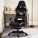 Baybee Drogo Ergo Plus Ergonomic Gaming Chair With Footrest, Breathable Fabric, Adjustable Seat & 3D Armrest|Head & Massager Lumbar Support Pillow|Home & Office Chair With Full Recline Back (Black)