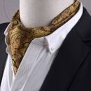 Cravatta uomo Paisley Ascot nera e oro
