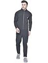 CHKOKKO Men's Polyester Winter Zipper Sports Gym Track Suit Set Black L
