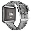 iiteeology Bracelet pour Fitbit Blaze, boîtier de cadre + accessoire en TPU souple transparent à paillettes pour montre Fitbit Blaze Fitness Bracelet pour femme Band Black/Silver + Frame Black