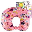 Minnie Mouse Travel Neck Pillow - Bundle with Minnie Neck Pillow for Airplane, Car, Office, More Plus Stickers | Minnie Mouse Travel Accessories Set