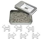 HiQin Cute Dog Shaped Paper Clips Bookmarks, Funny Office Supplies Gifts for Women Men Coworkers Teachers, Silver 30 Pcs