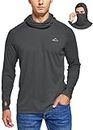Willit Men's Sun Protection Hoodie UPF 50+ Fishing Hiking Shirt Long Sleeve SPF UV Shirt Rash Guard Lightweight Deep Gray L