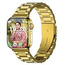 PunnkFunnk S9 Bluetooth Calling Smart Watch Specially Made for Girls & Women 5 Days Battery 100+ Watch Faces Smartwatch (Golden Strap 2 Inch Full Sunlight Proof Display)