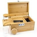 Viking Factory Premium Large Bamboo Box with Combination Lock, Removable Sliding Tray Storage Roll Kit with All Accessories, Locking Decorative Box for Home, Great Gift Set