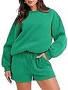 ANRABESS Women Two Piece Sweat Set 2024 Fall Trendy Clothes Fleece Long Sleeve Oversized Sweatshirt Shorts Sets Casual Comfy Athletic Tracksuit Lounge Workout Sets Winter Outfits 1047yulv-M
