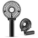Funme HandHeld Fan Portable Hand Fan [ LIFETIME SERVICE] with 6 Blades Rechargeable Battery 3 Speeds 180° Foldable Powered Personal Mini Fan Cooling Desktop Fans for School Travel Camping Black