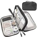 Teskyer Cable Organizer Bag, Portable Travel Cord Organizer case, All in One Waterproof Electronics Accessories Storage Bag for Cables, Chargers, Earphones, Hard Drives, 8.5 x 5 inch (Black)