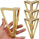 Hyever 6 Inch Gold Furniture Legs Heavy Duty Metal Furniture Feet, Golden Sofa/Cabinet/Table Legs 4Pcs, 6 Inch Cabinet Legs Set of 4,Couch Feet Replacement for Cabinet Dresser (Gold)