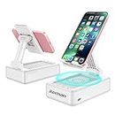 JTEMAN Portable Phone Stand with Speaker Bluetooth Wireless,Gifts for Men Women,Birthday for Women Men,Kitchen Gadgets for Men,Phone Holder for Desk - White