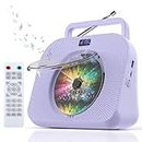 WSJSYH CD Player Portable with Bluetooth，Double HiFi Sound Speakers，Sleep Mode,Desktop CD Music Players,Support AUX/USB/Headphone Jack/Music Fiber Optics/FM Radio Boombox for Home,Office(Purple)