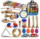 SMART WALLABY Toddler Musical Instruments Set, 25 pcs Wooden Educational Music
