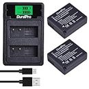 DuraPro DMW-BLE9 DMW-BLG10 Lot de 2 batteries + chargeur USB double LED avec port de type C pour Panasonic DMW-BLG10E Lumix DC TZ202 GX9 DC-LX100 II TZ101 TZ91 TZ81 GF6 GX7 GX80 LX100