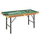 Soozier 54.3" L Portable Mini Pool Table Billiard Free Standing Foldable with All Accessories Includes Cues, Ball, Chalk, Rack, for Kids