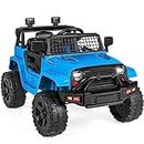 Best Choice Products 12V Kids Ride On Truck Car w/Parent Remote Control, Spring Suspension, LED Lights, AUX Port - Blue