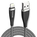 COSTAR USB to Lightning Cable - 3A Nylon Braided Apple iPhone Charger Cable Cord USB Power Fast Charging Data Sync Transfer Cord Compatible with iPhone 14/13/13 Pro/12/12 Pro/12 Pro Max/11/Xs Max/XR/X, 8, 7, 6, 5,iPad (2m, Black)