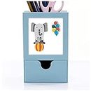 no/no Amazing Funny Balloon Elephant Illustration Desk Supplies Organizer Pen Holder Card