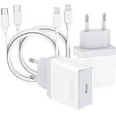 25W 4-Pack Chargeur Rapide Replacement for iPhone 11 12 13 14/14 Plus / 14 Pro / 14 Pro Max/SE/X/XS/XR 8 7 6 6S Mini, iPad, Prise avec 2M Cable Type C Secteur Mural Alimentation Nisiyama