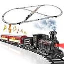 Hot Bee Train Set for Boys - Metal Electric Train Toys w/Luxury Tracks & Glowing Passenger Carriages, Alloy Toy Train w/Steam Locomotive, Model Trains for 3 4 5 6 7 8+ Year Old Kids Birthday Gifts
