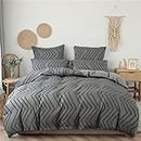 RAJEGAR Bedding Set 3 Piece Solid Colour Duvet Cover with 2 Pillowcases King Size Wave Tufted Zipper Closure