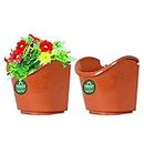 TrustBasket Set of 2 Vertical Gardening POTS/PLANTERS (Brown) - Extra Large | Plastic Vertical Wall Hanging Pouches for Home & Outdoor Balcony Garden Decor |Wall Hanging Pouches for Grills