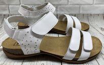 Propet Womens Farrah Sandals Shoes Ankle Strap White Size 10 XX 4E Leather Upper