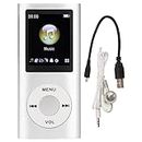 MP3 Player/MP4 Player,MP4 Music Player with Earphones,Classic Digital 1.8 Inch LCD Screen,Support 64G Memory Card,8h Playtime,Random Play & Sleep Shutdown(Silver)