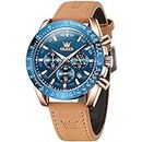 OLEVS Large Dial Chronograph Analogue Men’s Luxury Watch (Blue)