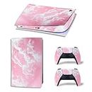 Skin Sticker for PS5 Digital Edition, Vinyl Decal Protective Wrap Cover for PS5 Digital Console and Controller, Game Accessories Console Skin for PS5 (Pink White)