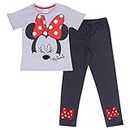 Popgear Disney Minnie Mouse Eyelashes Girls T-Shirt and Leggings Set Navy/Heather Grey Shorts Top, 2-3 Years para Niñas