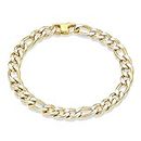 Freida Rothman Men's Crucible Gold Plated Matte 8.5 inch Stainless Steel Figaro 7.5mm Chain Bracelet, One Size