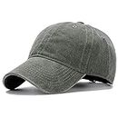 Men Women Washed Cotton Low Profile Distressed Vintage Baseball Cap Plain Adjustable Dad Hat (Army Green)