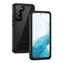 Lanhiem for Samsung S22 5G Case, Waterproof Galaxy S22 Cover Dustproof Shockproof Case with Built-in Screen Protector, Full Body Underwater Protective Case for Galaxy S22 6.1 Inch (Black)