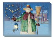 Lantern's Glow-Snowman Lighted Canvas Art Clock by Ned Young