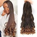 French Curly Braiding Hair for Box Braids 8 Packs 22 Inch 75G/Pack deep Wave Braiding Hair Crochet Braids Spanish Curly Synthetic Spiral Curl Silky Braiding Hair Extensions (22 inch, T30#)